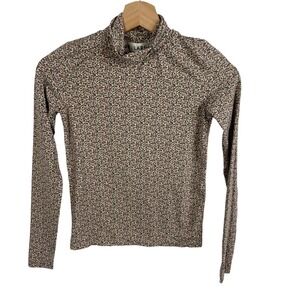 Mr Larkin long sleeve top tee‎ shirt blouse stretch floral XS mock neck casual